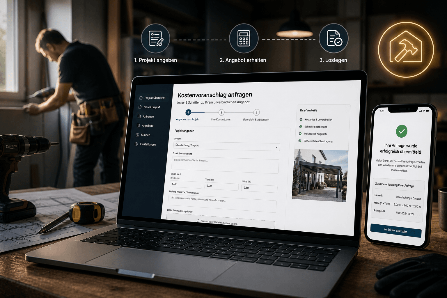 Kostenvoranschlag-Plattform für Handwerker
